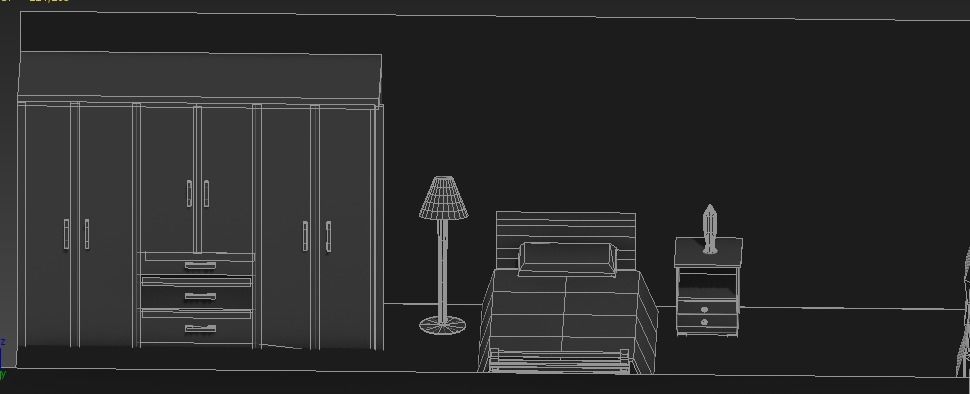 Bedroom room with bed in it 3D print model_3