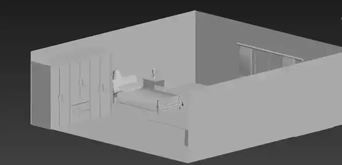 Bedroom room with bed in it 3D print model