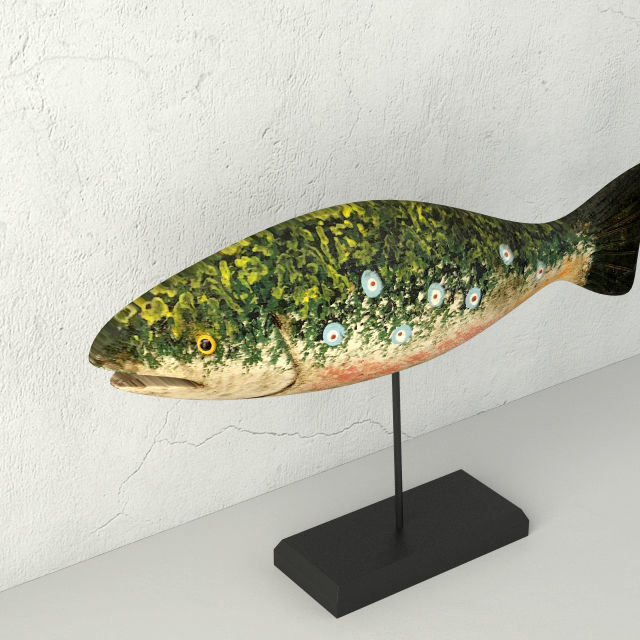 Hand Carved Wooden Fish 3D model_4