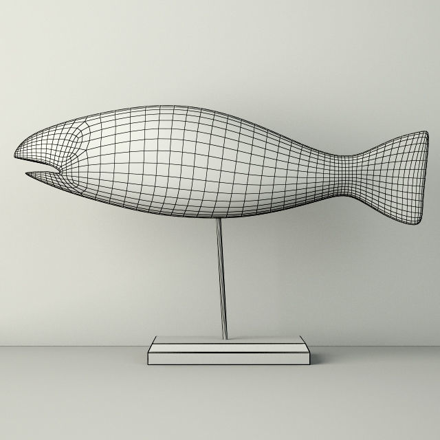 Hand Carved Wooden Fish 3D model_1