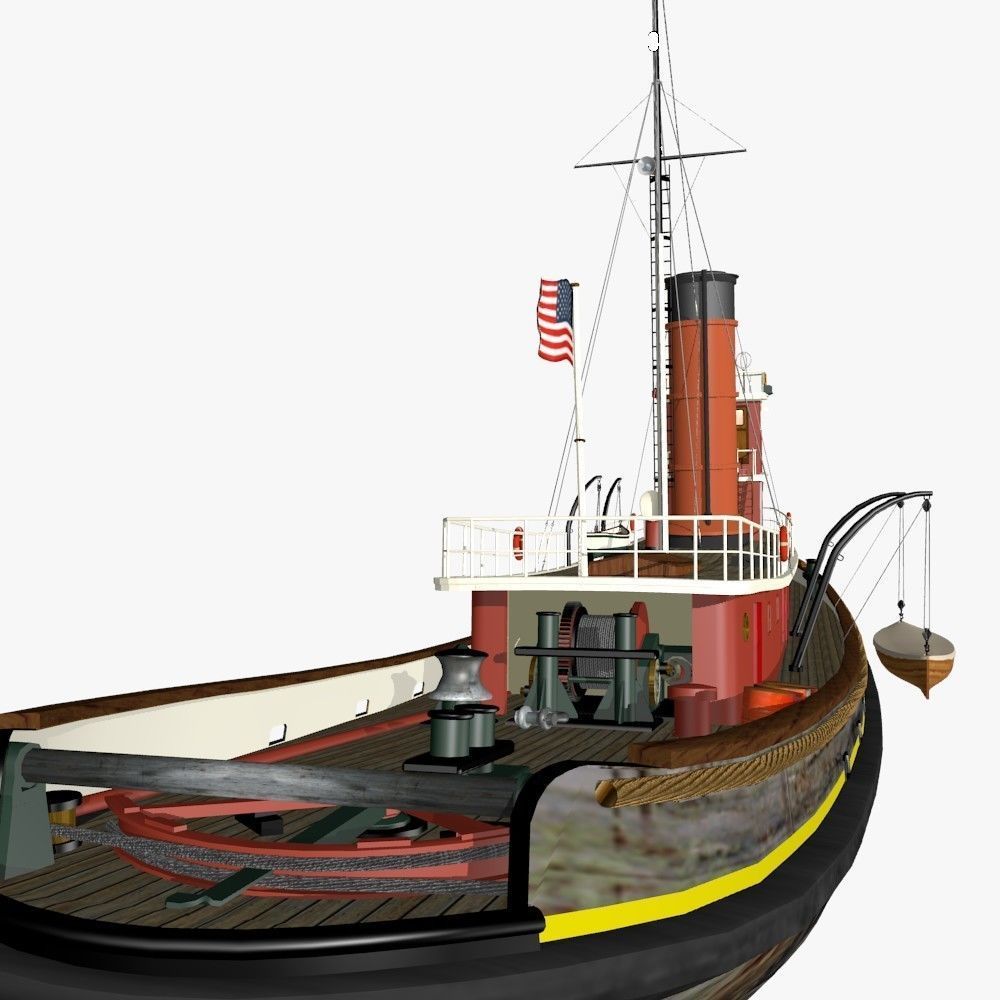 Hercules Tug Ship - 1907 Low-poly 3D model_9