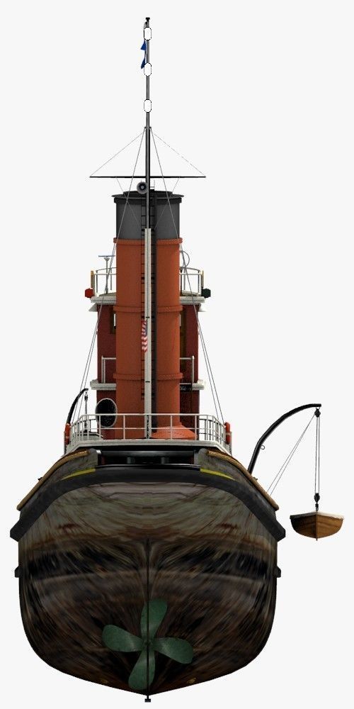 Hercules Tug Ship - 1907 Low-poly 3D model_7