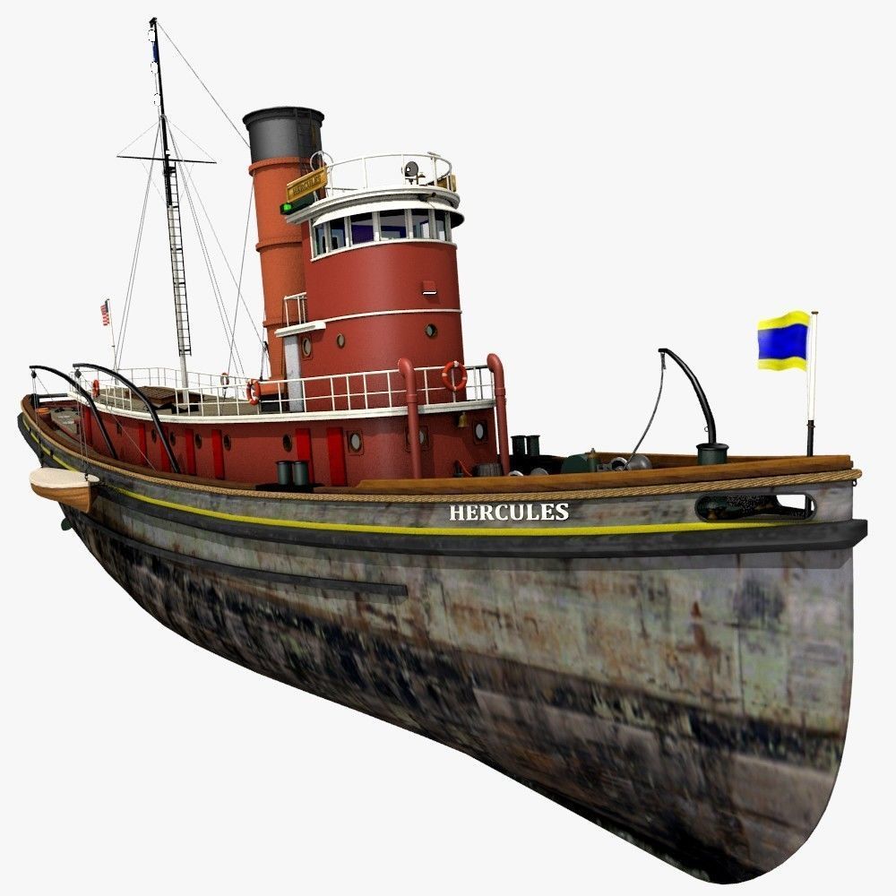 Hercules Tug Ship - 1907 Low-poly 3D model_2