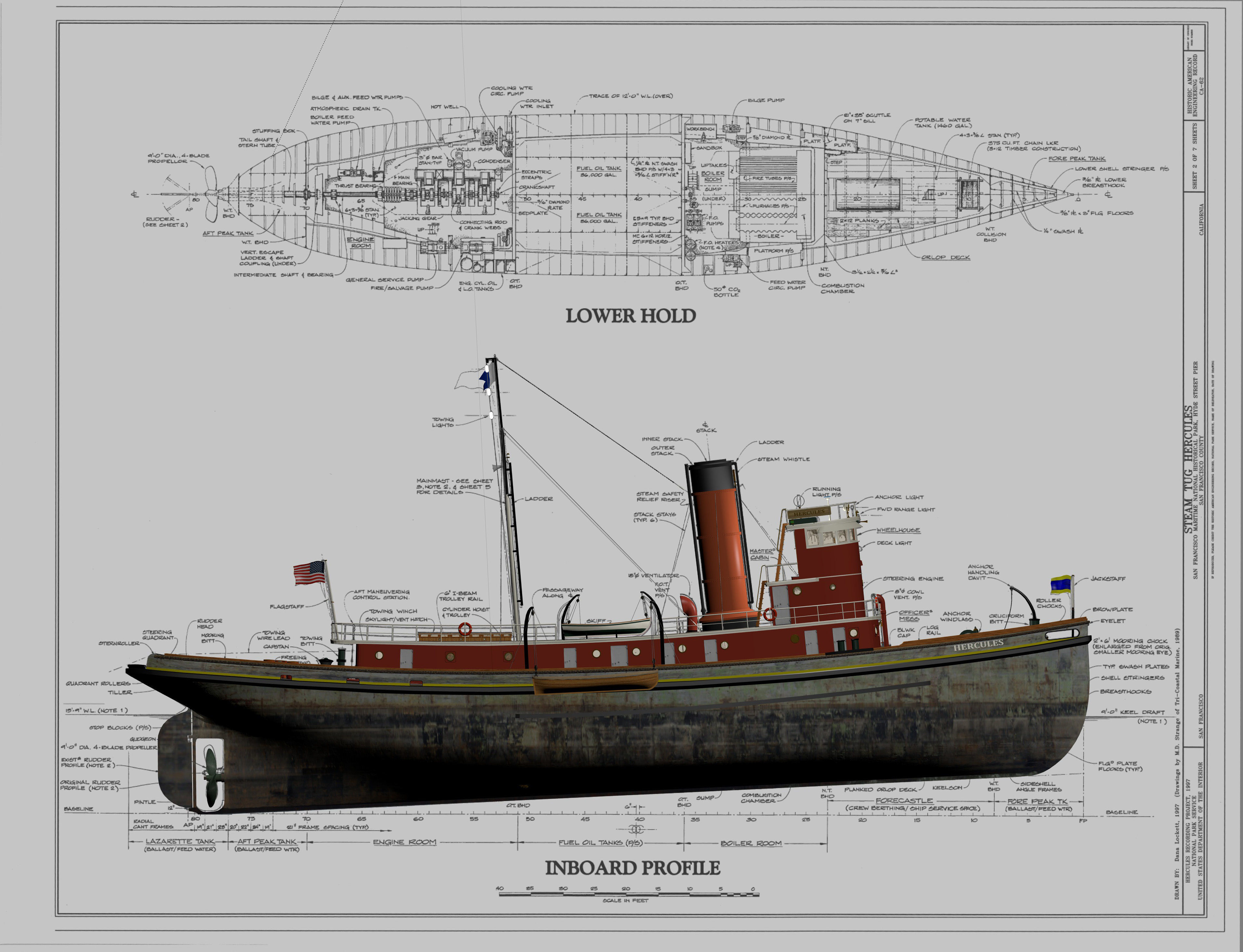 Hercules Tug Ship - 1907 Low-poly 3D model_3