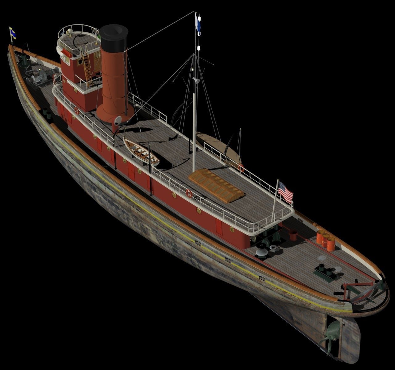 Hercules Tug Ship - 1907 Low-poly 3D model_36