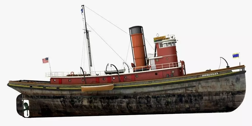 Hercules Tug Ship - 1907 Low-poly 3D model_0
