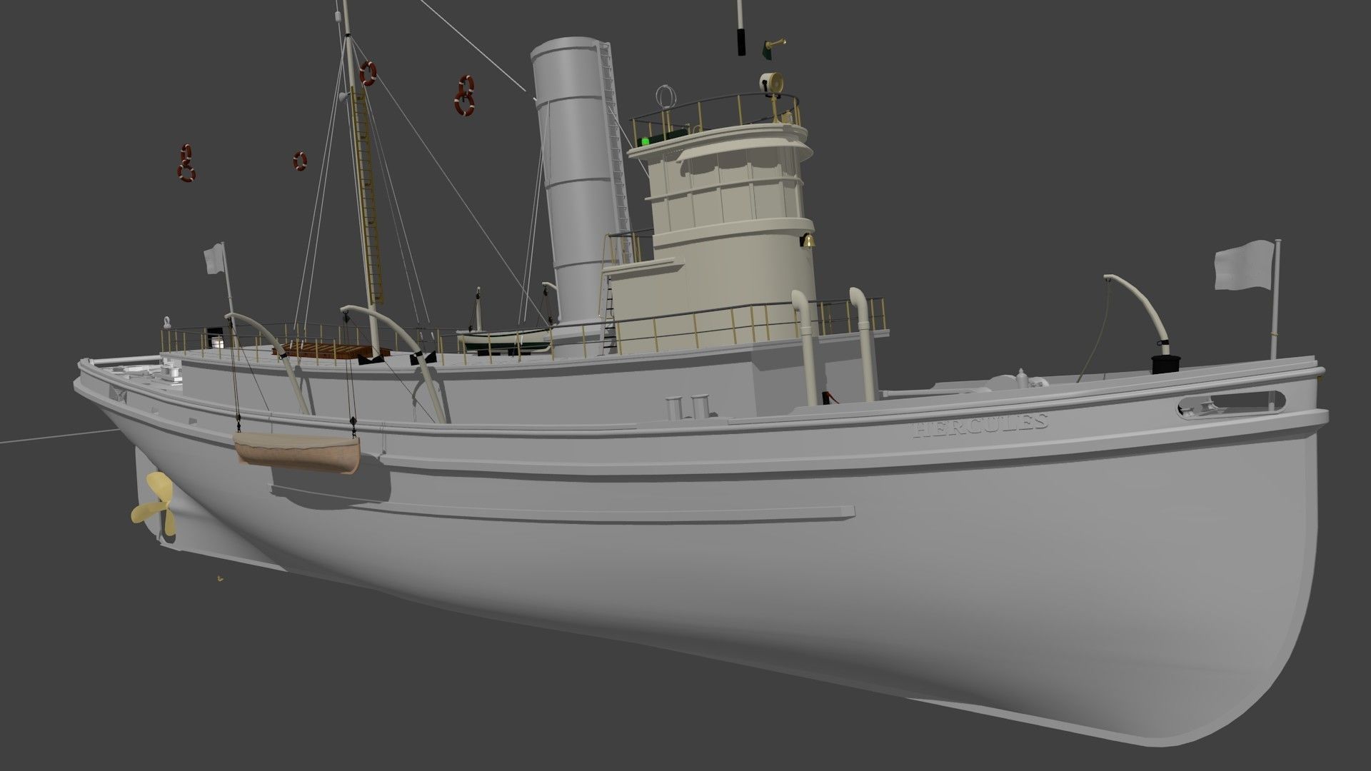 Hercules Tug Ship - 1907 Low-poly 3D model_31