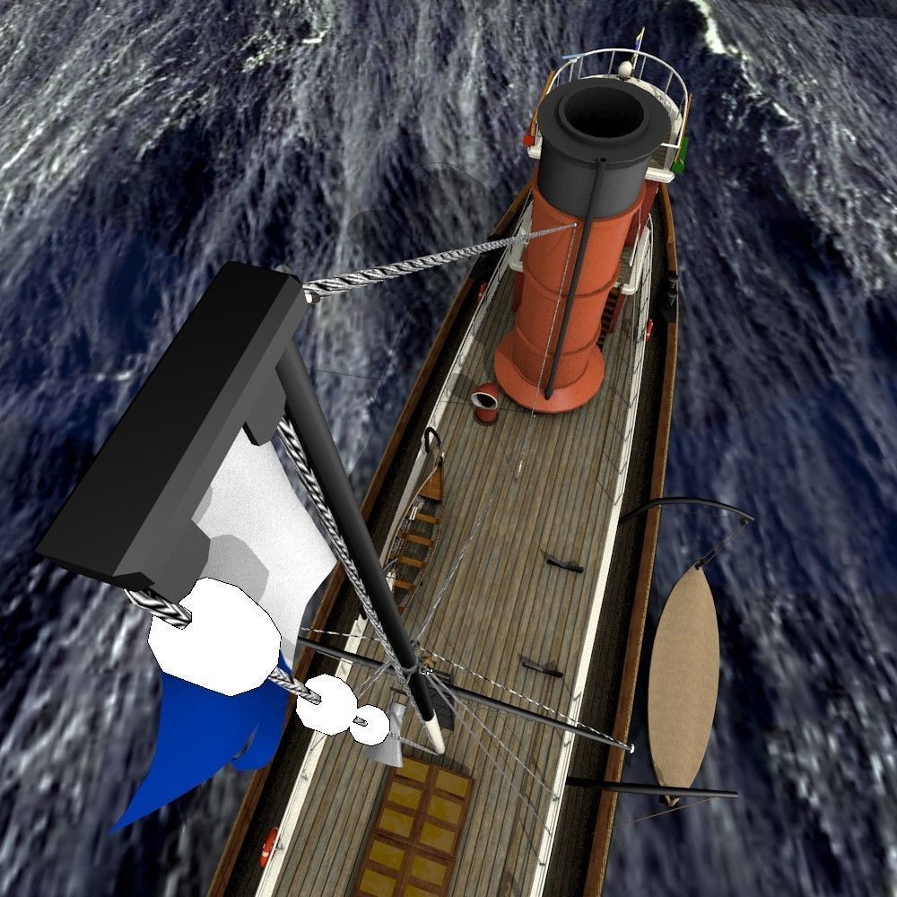 Hercules Tug Ship - 1907 Low-poly 3D model_16