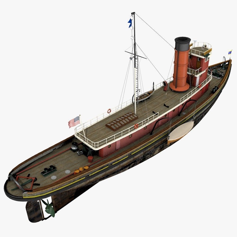 Hercules Tug Ship - 1907 Low-poly 3D model_8