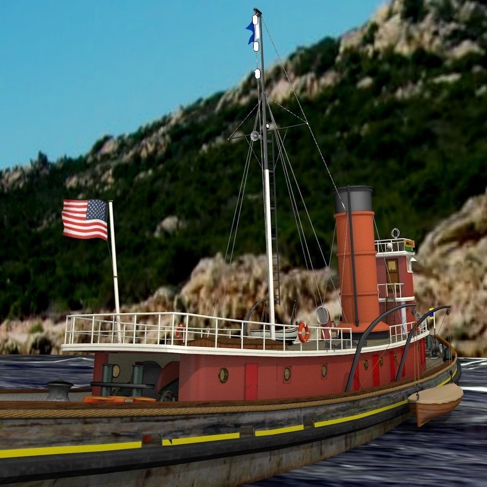 Hercules Tug Ship - 1907 Low-poly 3D model_10