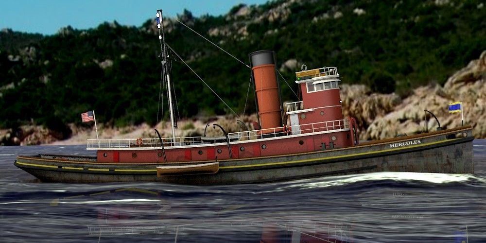 Hercules Tug Ship - 1907 Low-poly 3D model_1