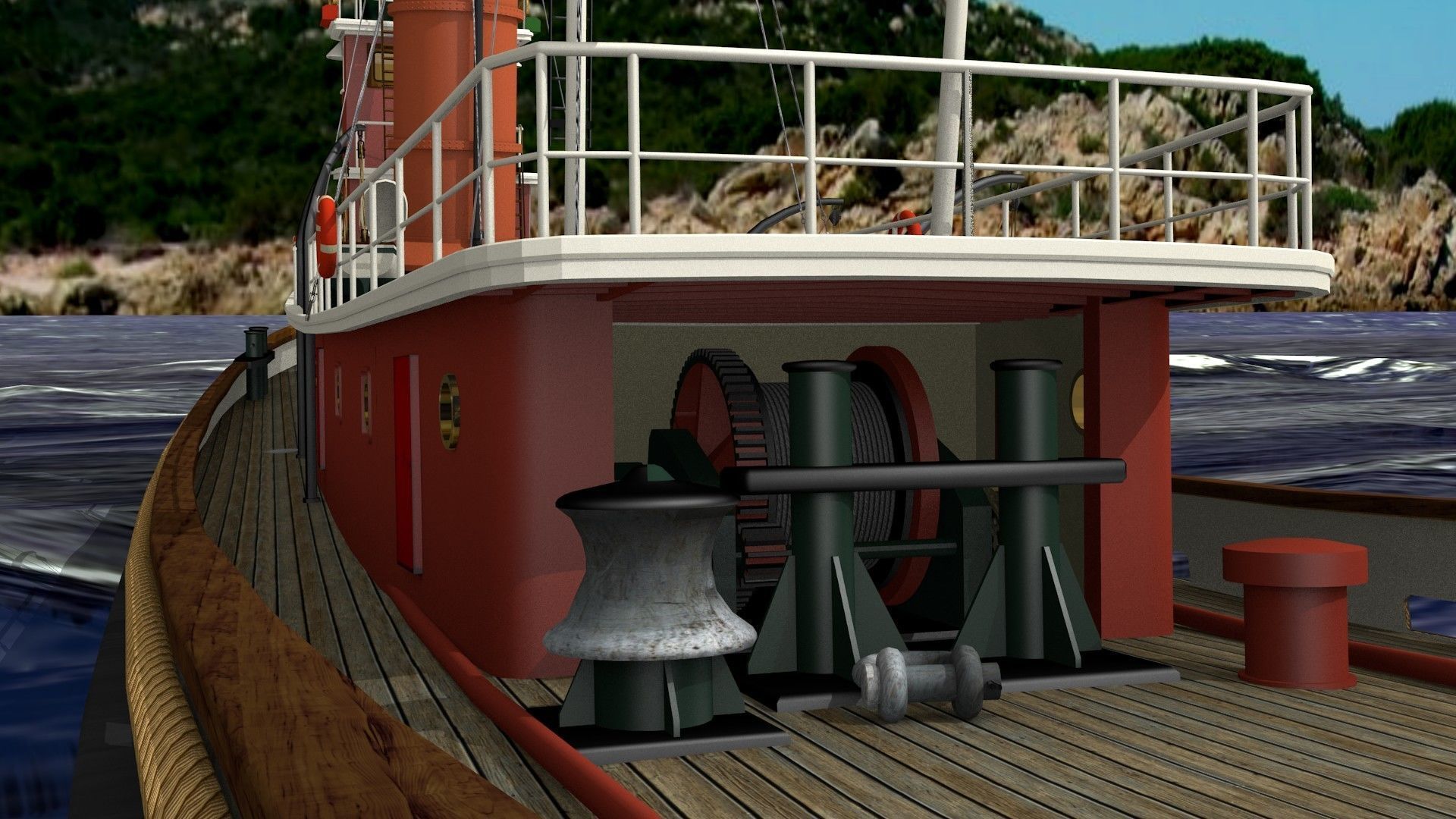 Hercules Tug Ship - 1907 Low-poly 3D model_29