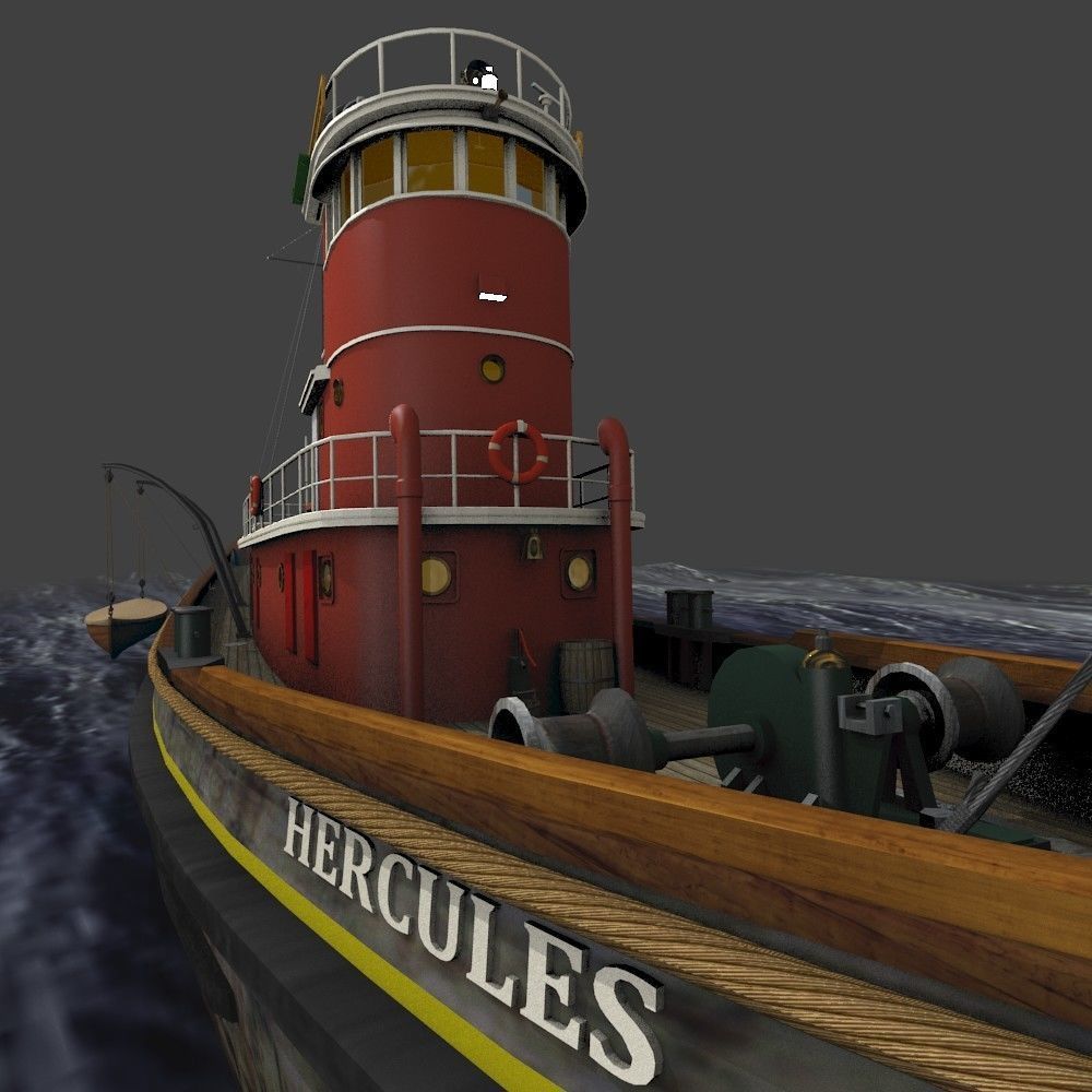 Hercules Tug Ship - 1907 Low-poly 3D model_20