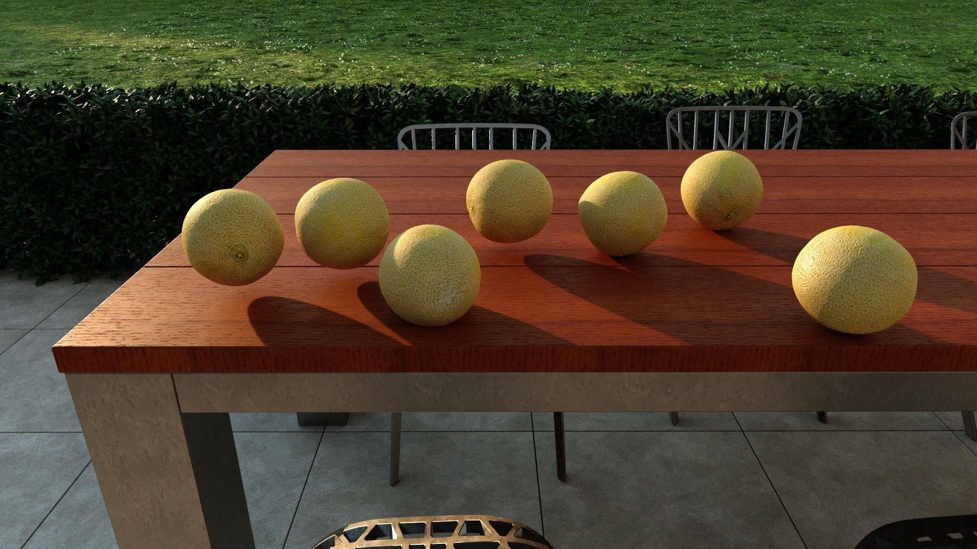 Melon cantaloupe Low-poly 3D model_9