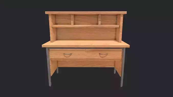 Beech Wood Desk - Beech Wood Work Station - Office Desk - Desk Low-poly 3D model