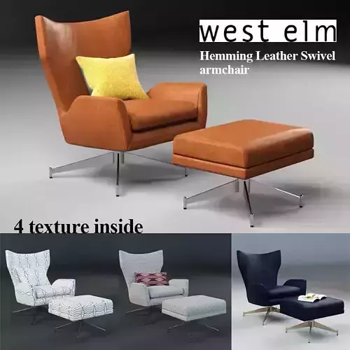 west elm Hemming Leather Swivel Armchair 