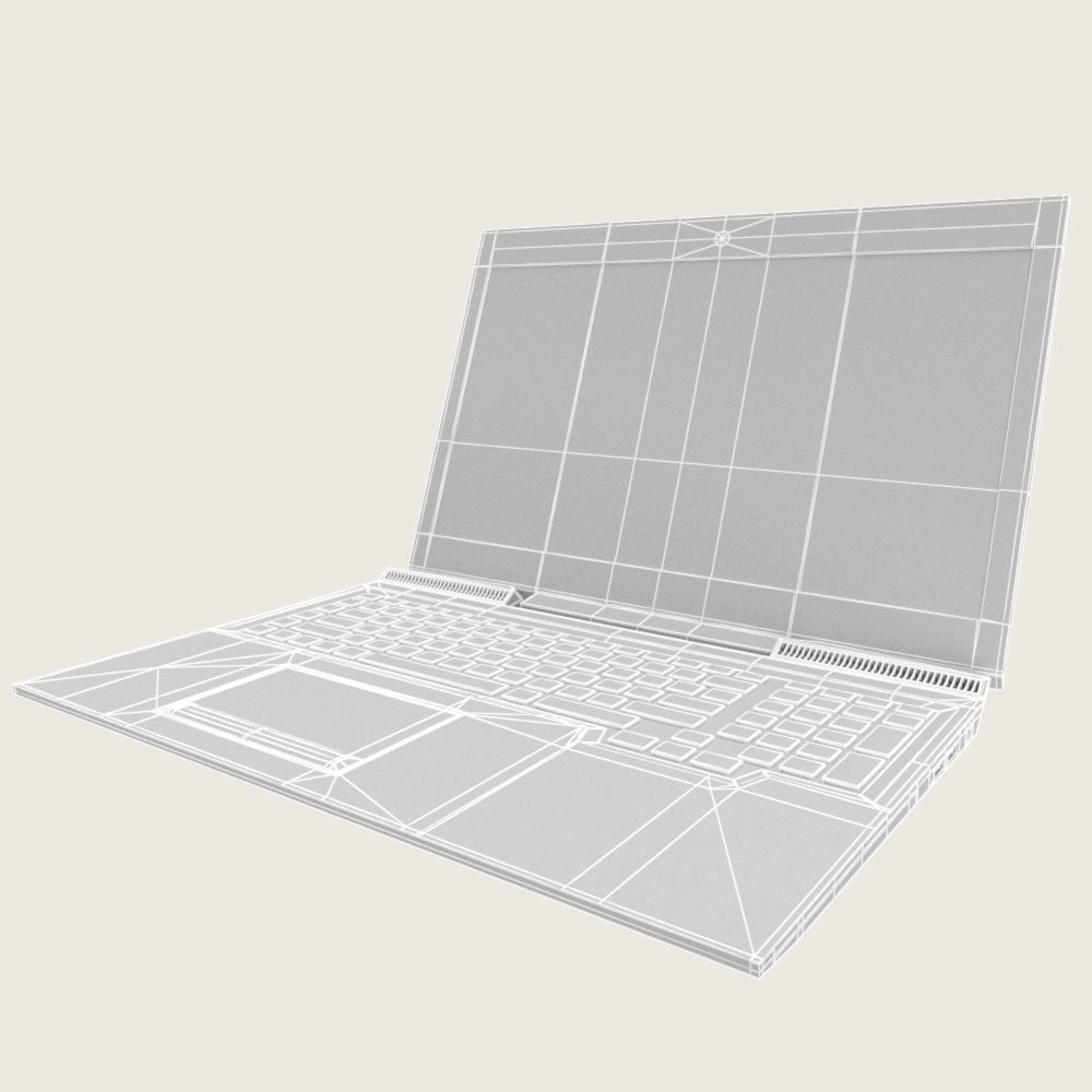 Generic Gaming Notebook Laptop Low-poly 3D model_6