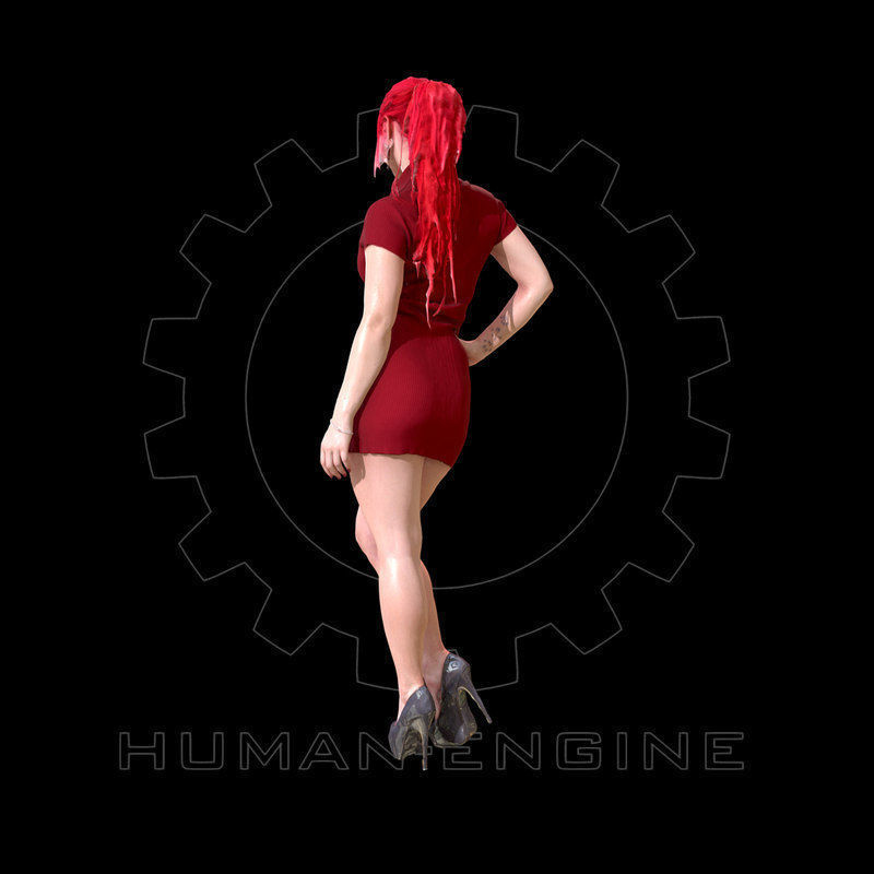 Female Scan - Sonya Wearing Red Dress Low-poly 3D model_5