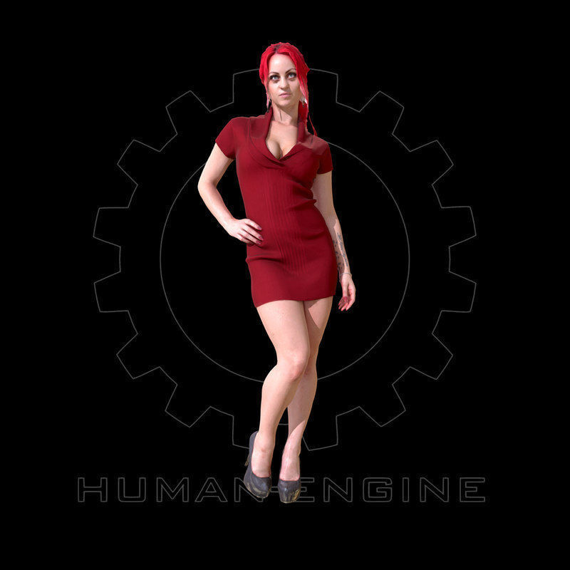 Female Scan - Sonya Wearing Red Dress Low-poly 3D model_1