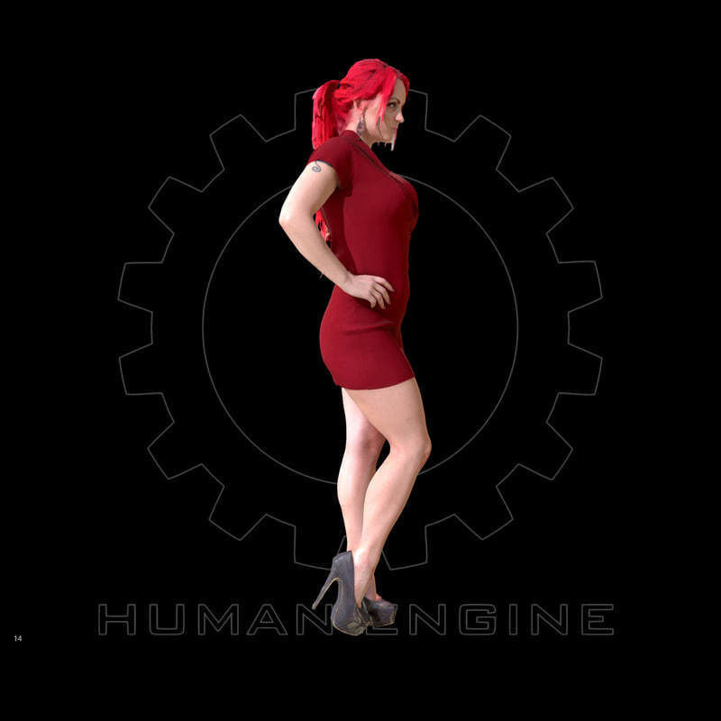 Female Scan - Sonya Wearing Red Dress Low-poly 3D model_3