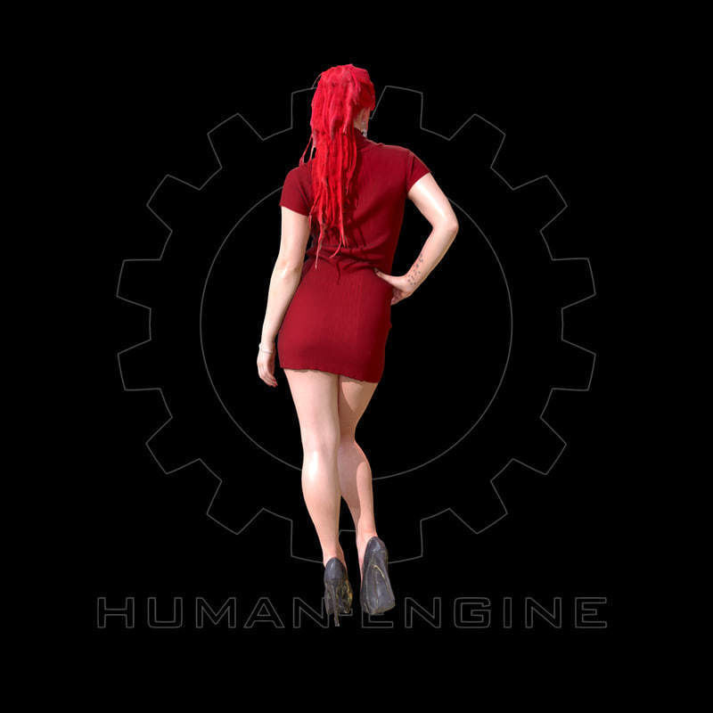 Female Scan - Sonya Wearing Red Dress Low-poly 3D model_4