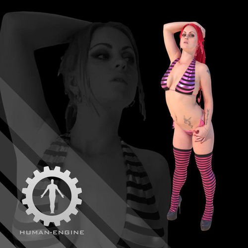 Female Scan - Sonya Wearing Pink Stripe Bikini Low-poly 3D model