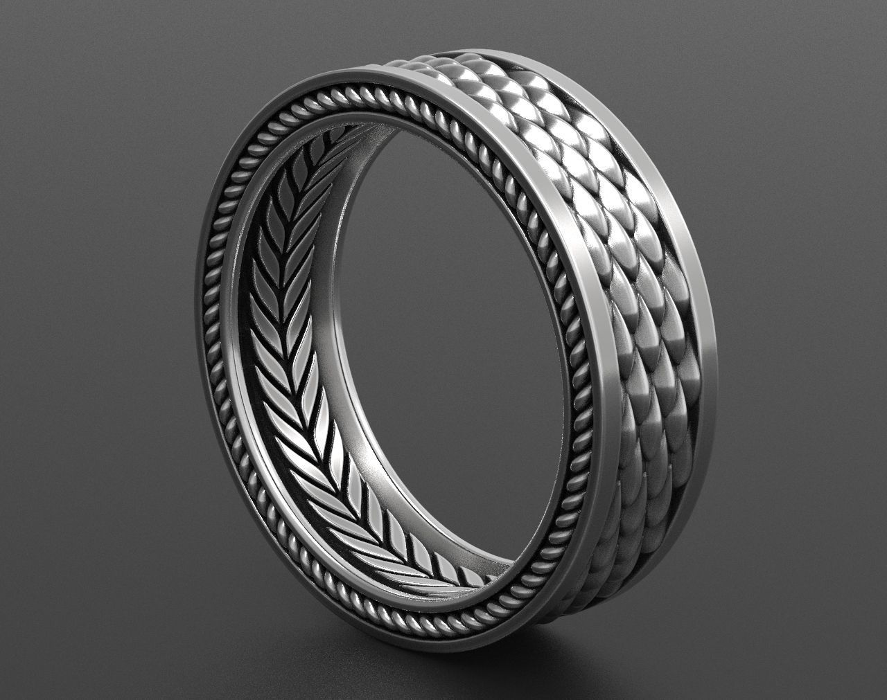 Stylish Ring with a Scale of the Dragon 342 3D print model_8