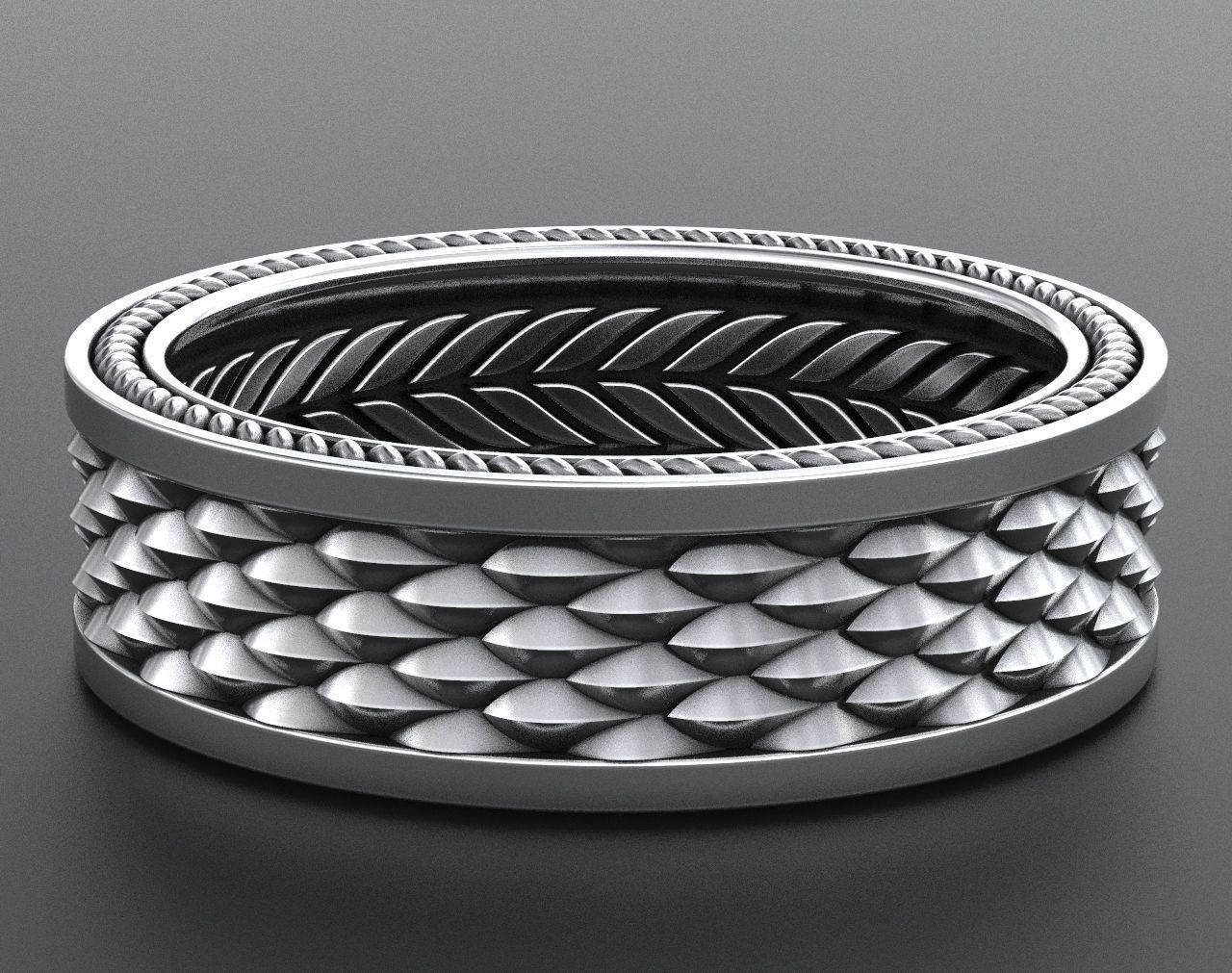 Stylish Ring with a Scale of the Dragon 342 3D print model_6