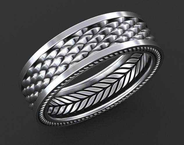 Stylish Ring with a Scale of the Dragon 342 3D print model