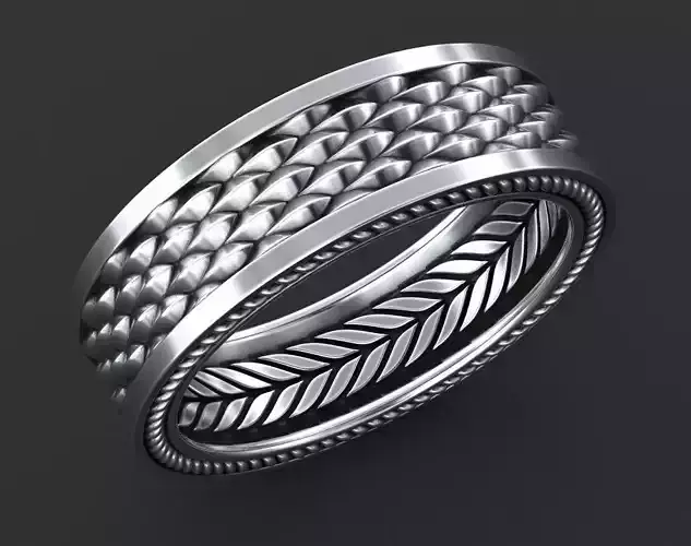 Stylish Ring with a Scale of the Dragon 342 3D print model