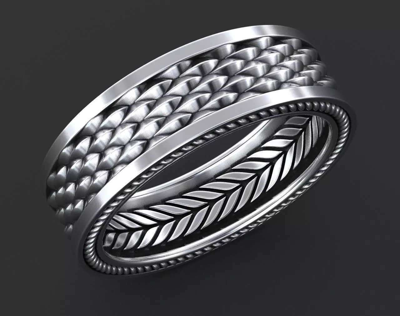 Stylish Ring with a Scale of the Dragon 342 3D print model_0