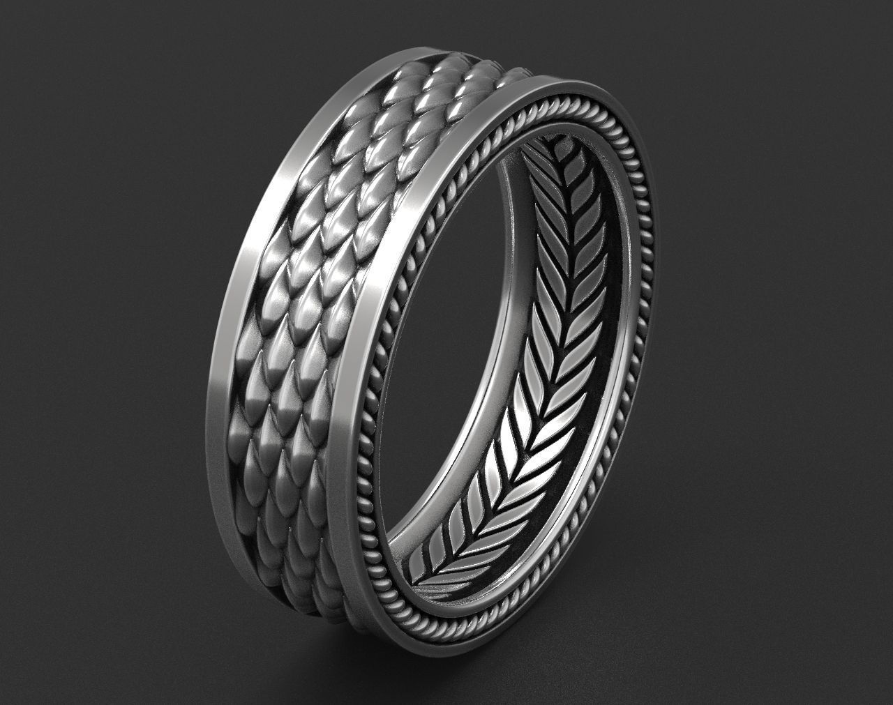 Stylish Ring with a Scale of the Dragon 342 3D print model_4