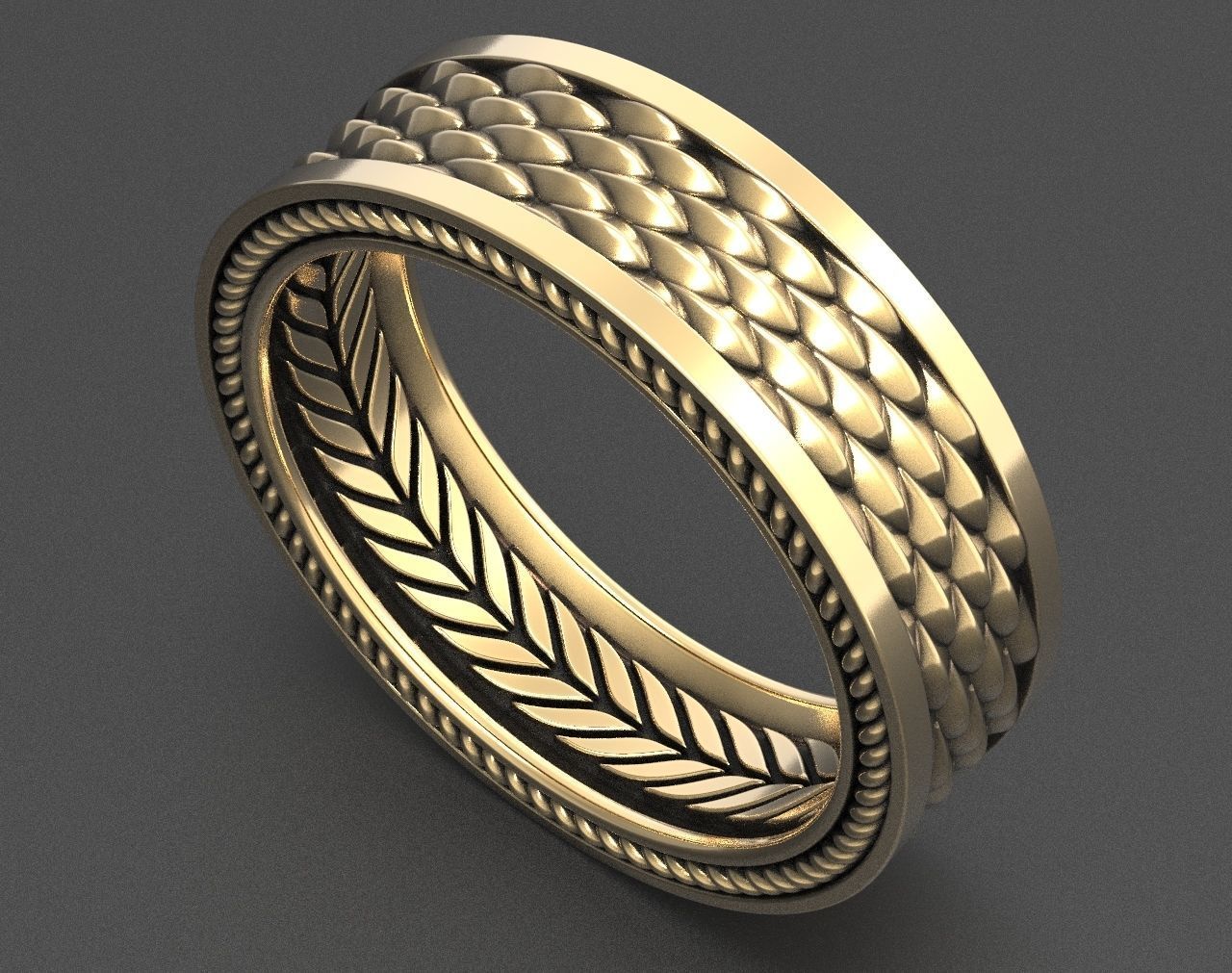 Stylish Ring with a Scale of the Dragon 342 3D print model_3