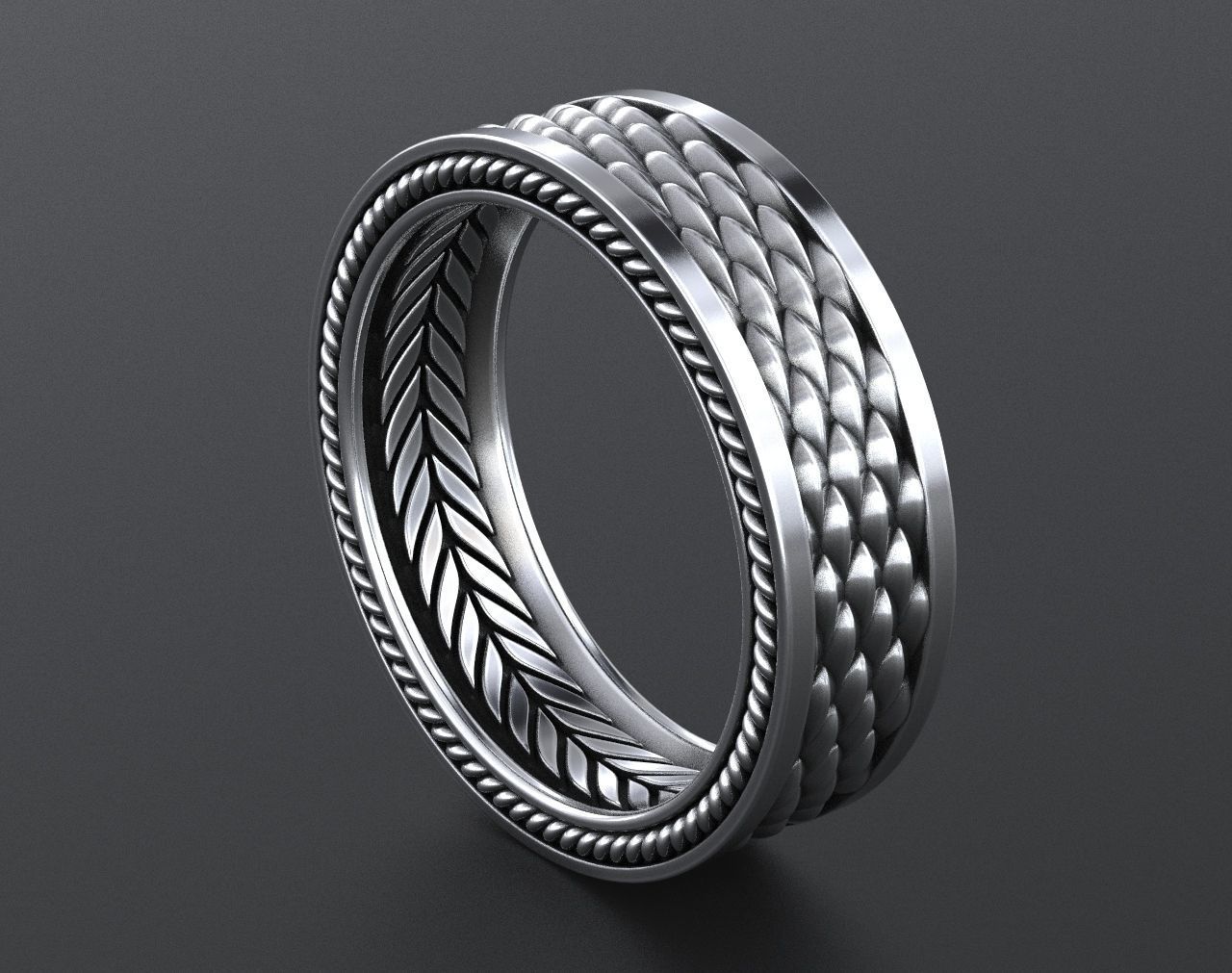 Stylish Ring with a Scale of the Dragon 342 3D print model_7