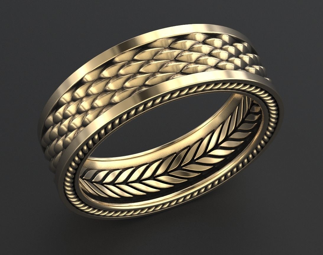 Stylish Ring with a Scale of the Dragon 342 3D print model_1