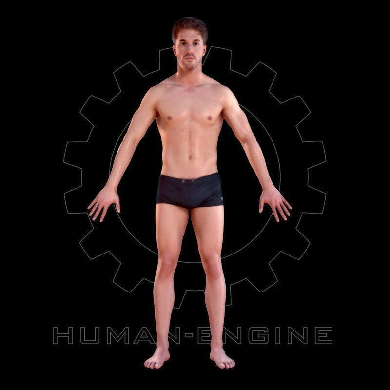 Male Scan - Mick A-Pose Low-poly 3D model_1