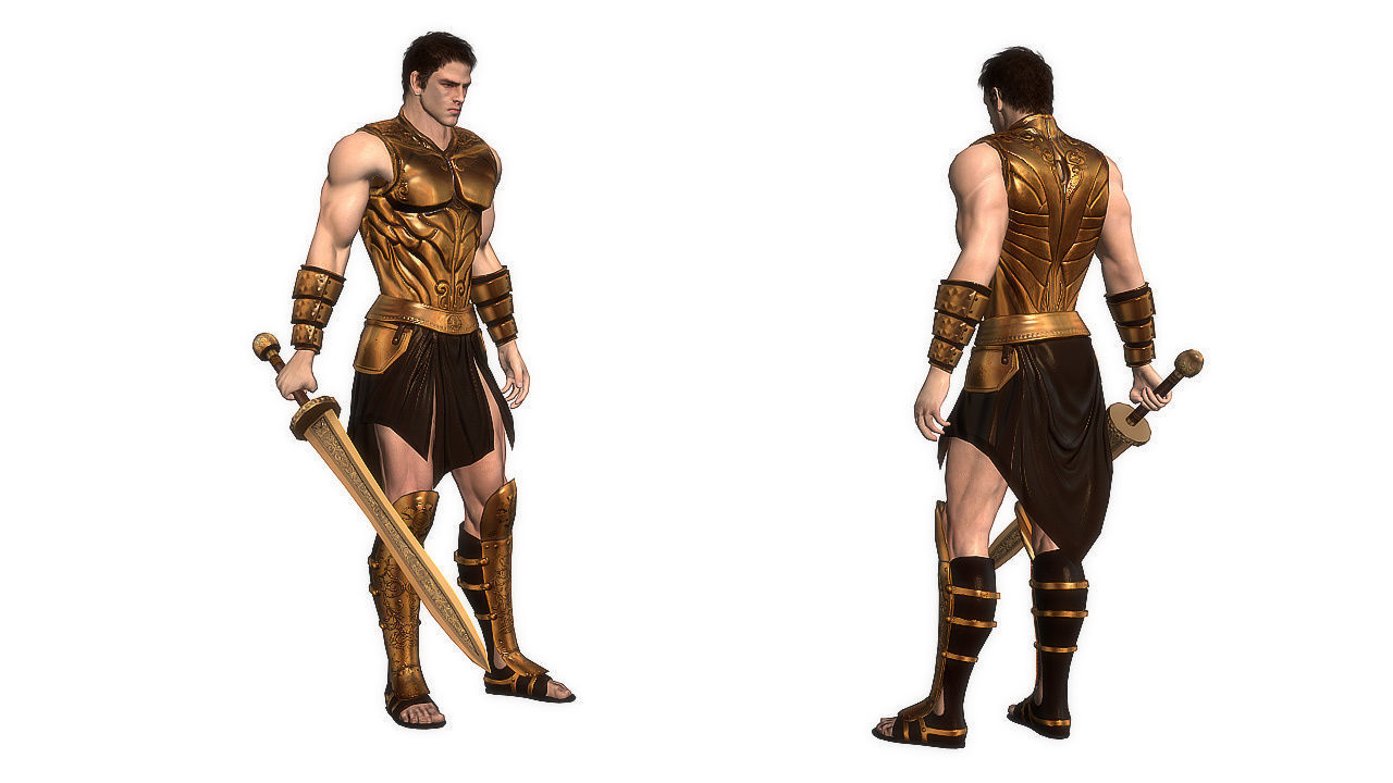 Fantasy Galdiator Low-poly 3D model_7