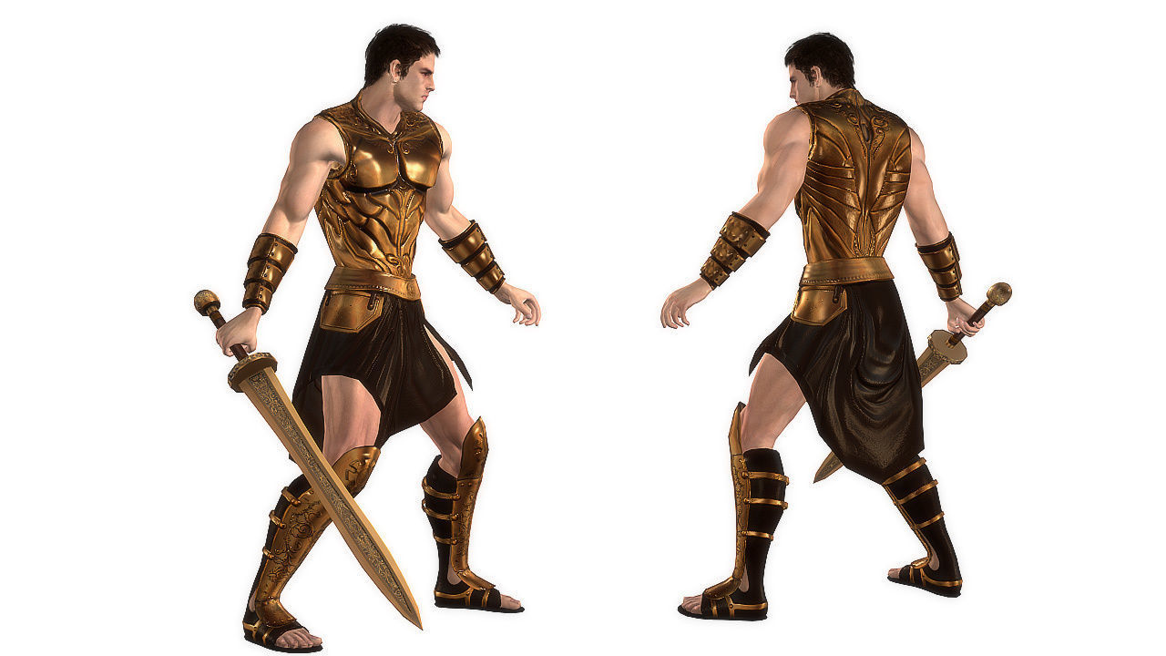 Fantasy Galdiator Low-poly 3D model_3