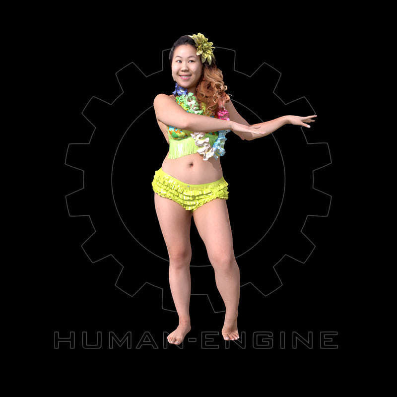 Female Scan - Lily Hawaiian Costume Low-poly 3D model_1