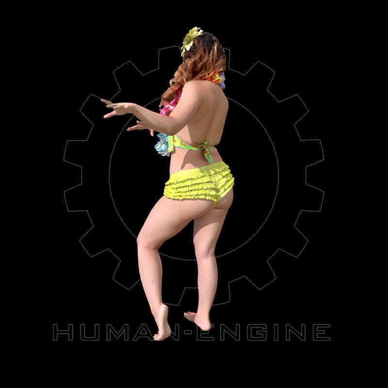 Female Scan - Lily Hawaiian Costume Low-poly 3D model_4