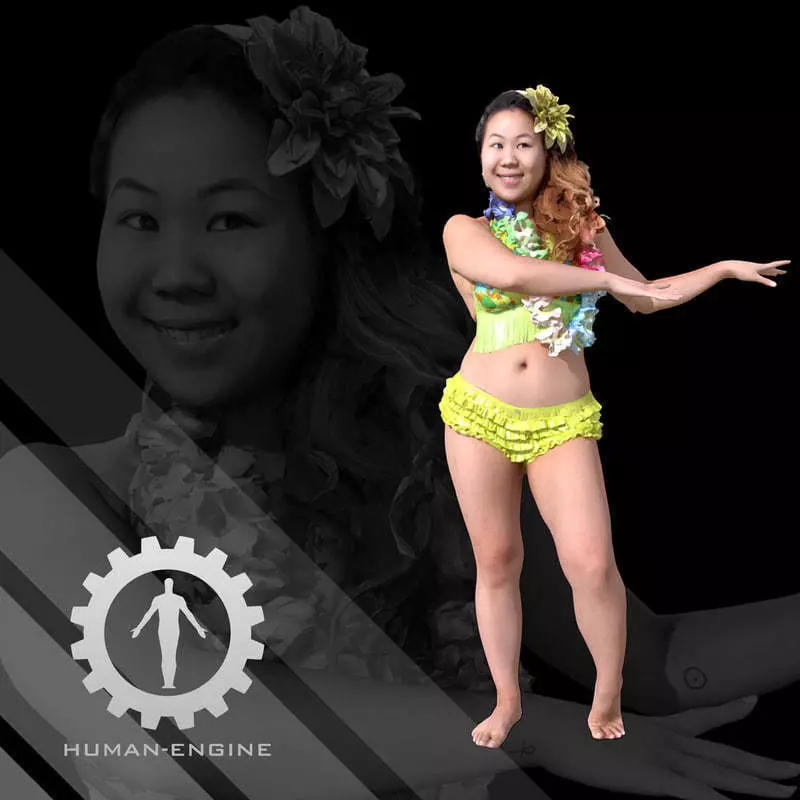 Female Scan - Lily Hawaiian Costume Low-poly 3D model_0