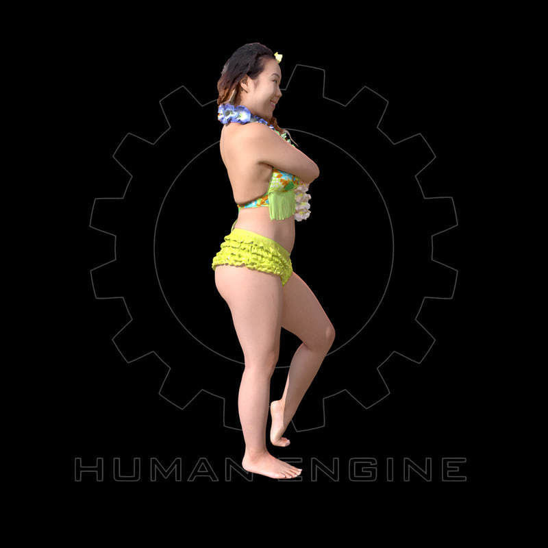 Female Scan - Lily Hawaiian Costume Low-poly 3D model_3
