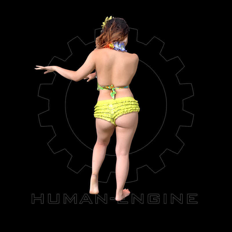 Female Scan - Lily Hawaiian Costume Low-poly 3D model_5