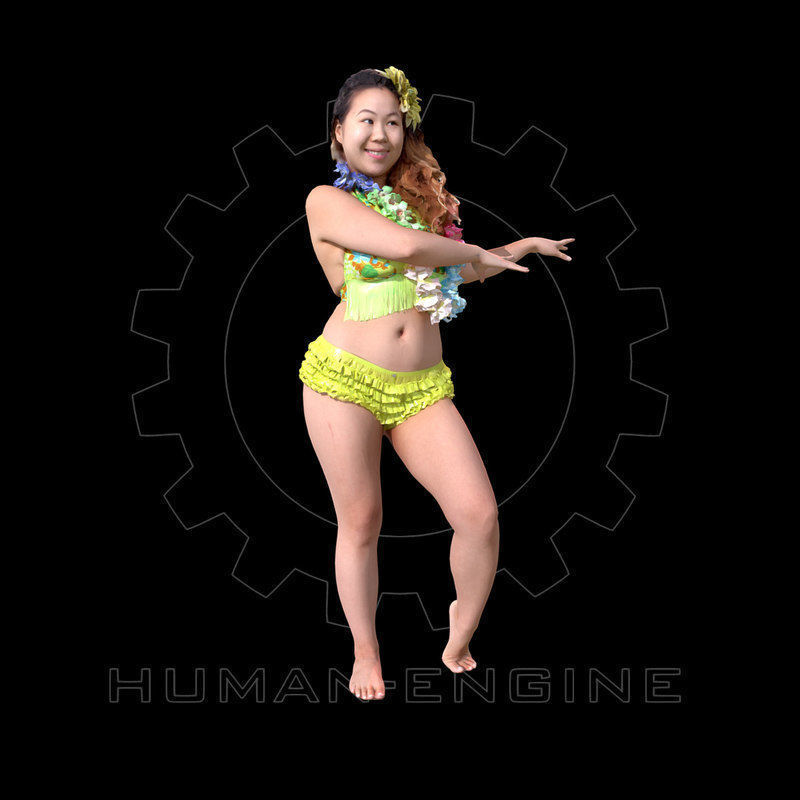 Female Scan - Lily Hawaiian Costume Low-poly 3D model_2