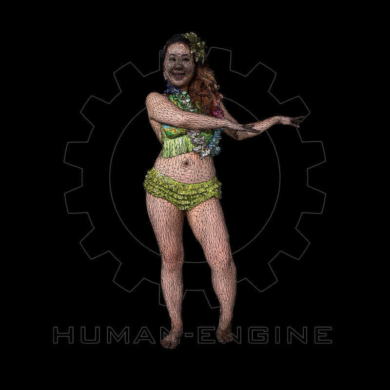 Female Scan - Lily Hawaiian Costume Low-poly 3D model_6