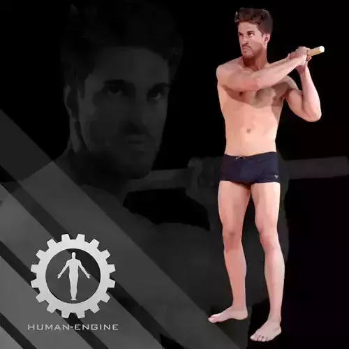 Male Scan - Mick 002 Holding a Stick High Poly