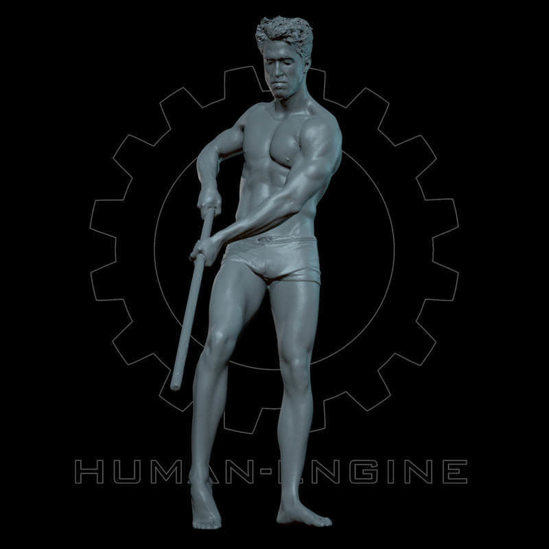 Male Scan - Mick 004 Holding a Stick High Poly 3D model_7