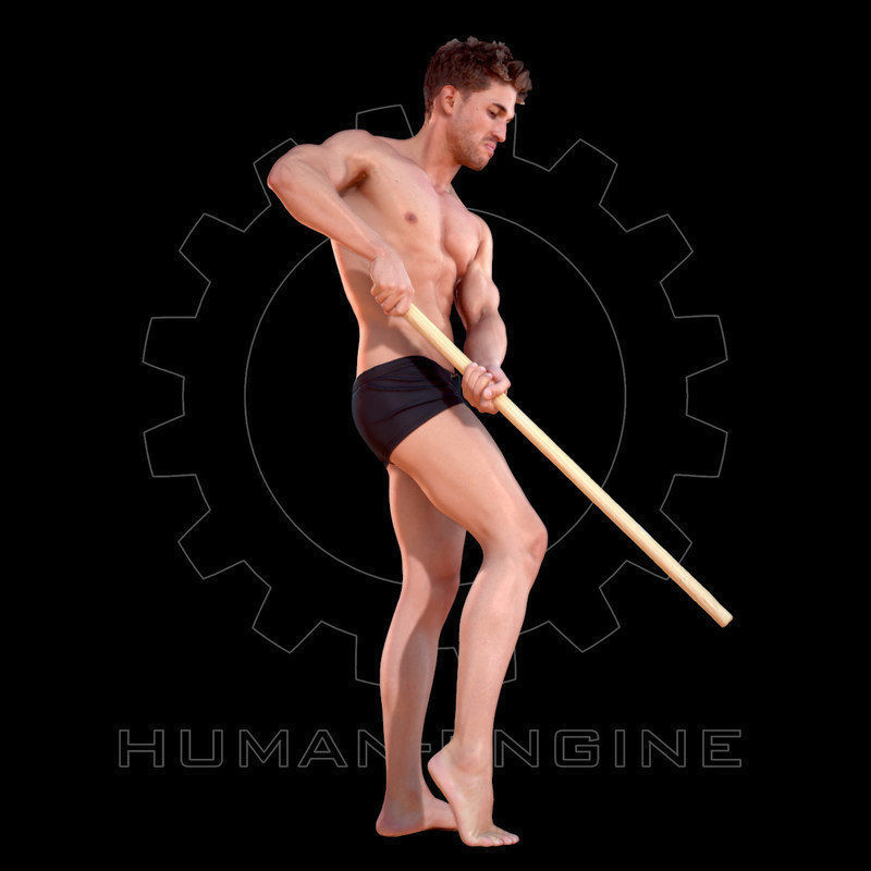 Male Scan - Mick 004 Holding a Stick High Poly 3D model_3