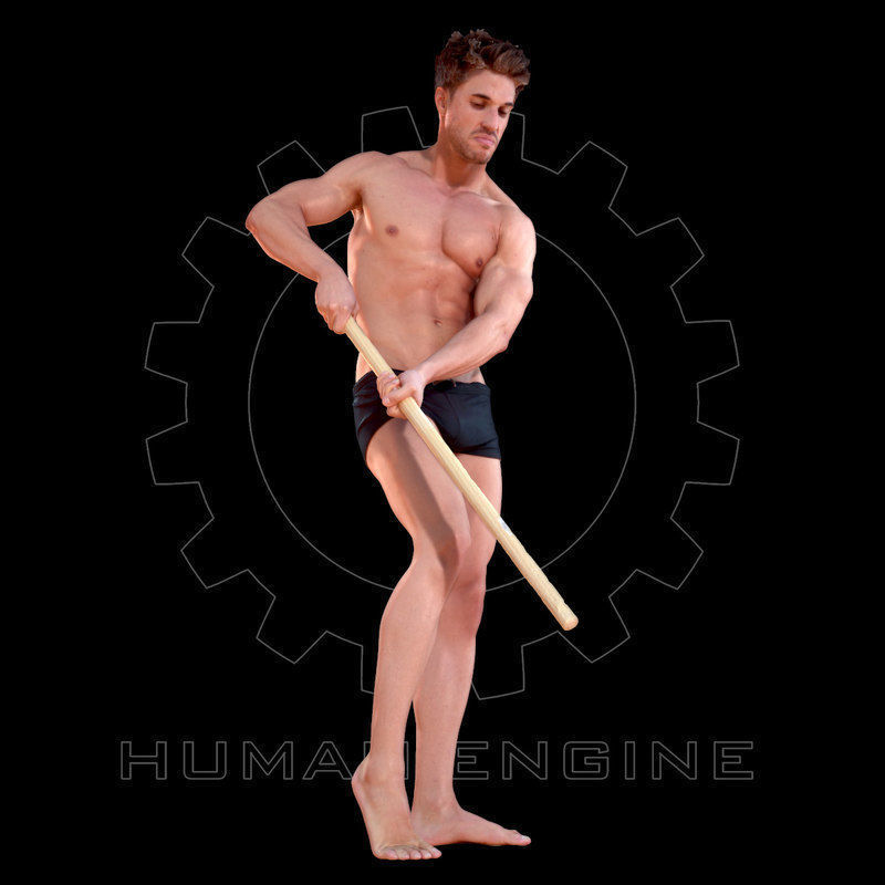 Male Scan - Mick 004 Holding a Stick High Poly 3D model_2