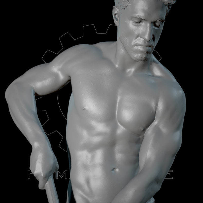 Male Scan - Mick 004 Holding a Stick High Poly 3D model_6